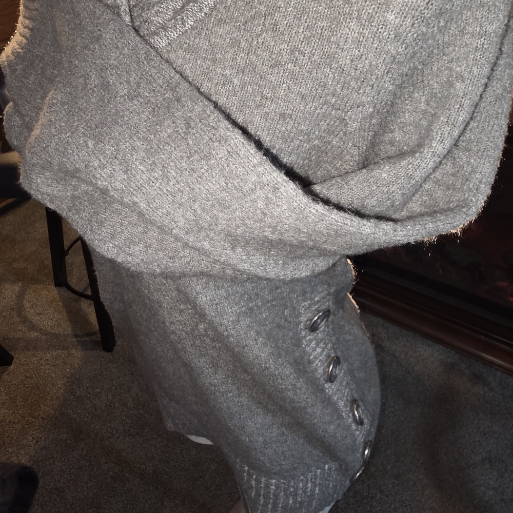 Style And Company Medium Gray Sweater Button Accents